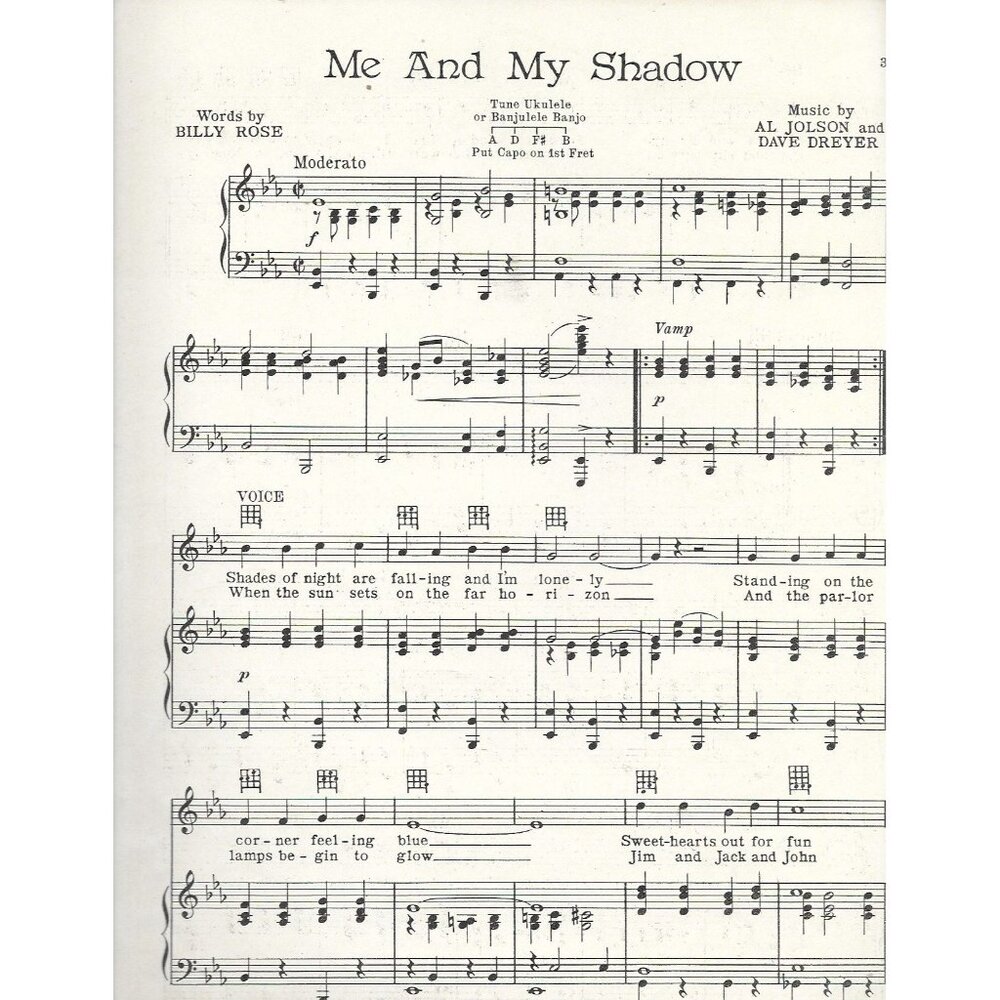 1927 Me and My Shadow Sheet Music Al Jolson Keller Sisters Brother Lynch - Picture 4 of 4